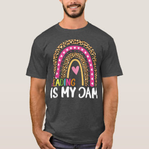 T-shirt Reading Is My Jam Leopard Rainbow, Book Lover T-Sh