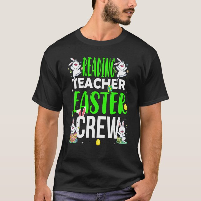 T-shirt Reading Teacher Easter Crew  Matching Costume (Devant)