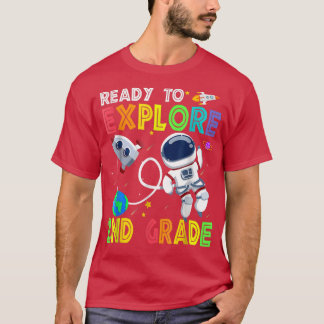 T-shirt Ready to Explore 2nd Grade Cute Astronaut Boys Gir