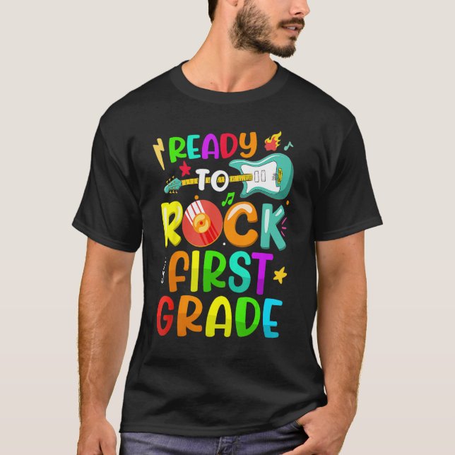 T-shirt Ready To Rock First Grade Happy Back To School Stu (Devant)