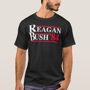 T-shirt Reagan Bush &x27 ; 84 Retro Logo Rouge Blanc Bleu 