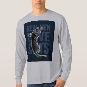 T-shirt Real Men Love Chats sur acier bleu