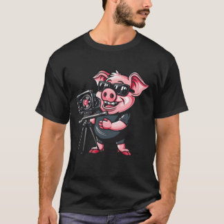 T-shirt Réalisateur de film Caméraman Cochon drôle