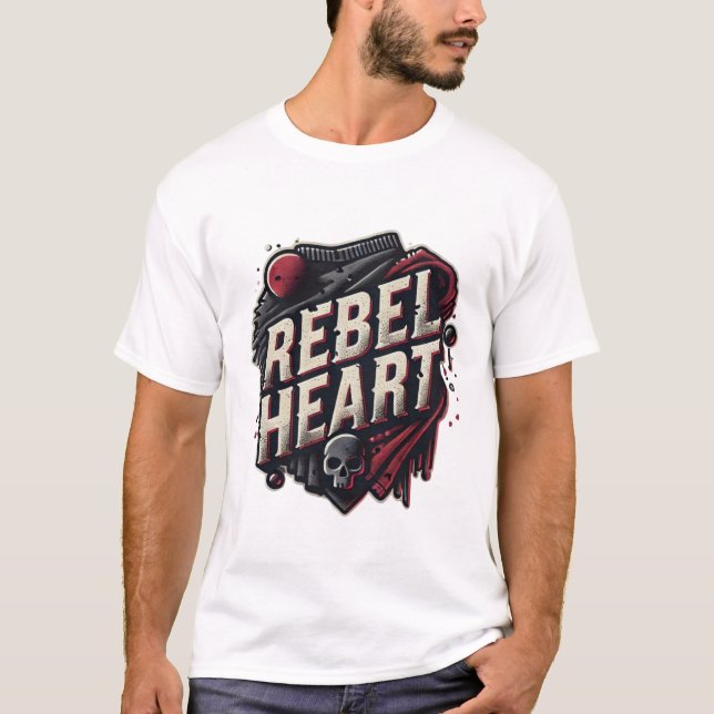 T-shirt Rebel Heart 3D Logo Design - Grunge Distre des ann (Devant)