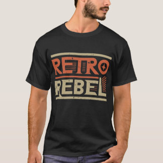 T-shirt Rebel Retro Typographie Vintage Noir en Distress