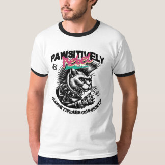 T-shirt Rebelle de façon péjorative Punk Rock Cat Mohawk A