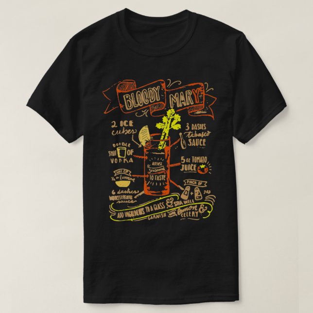 T-shirt Recette Cocktail Bloody Mary Perfect (Design devant)