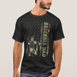 T-shirt Receveur Baseball Hommes Baseball Papa Camo Drape