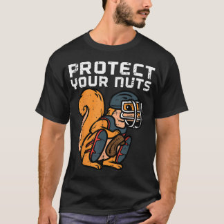 T-shirt Receveur de baseball pour écureuil Protégez vos no