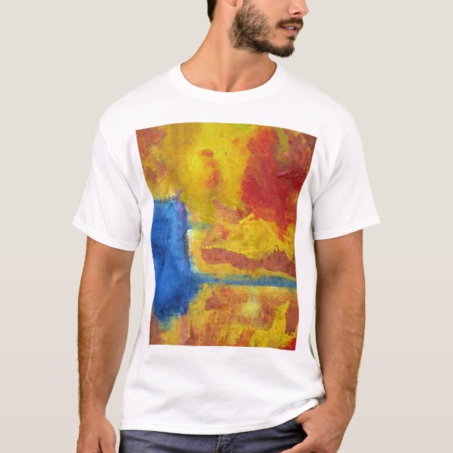 T-shirt Réchauffement climatique rouge, orange et bleu abs (Devant)