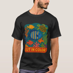 T-shirt Récif carré en couleur coupé