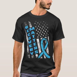 T-shirt Recovery Matters, USA American Flag, Blue Ribbon,