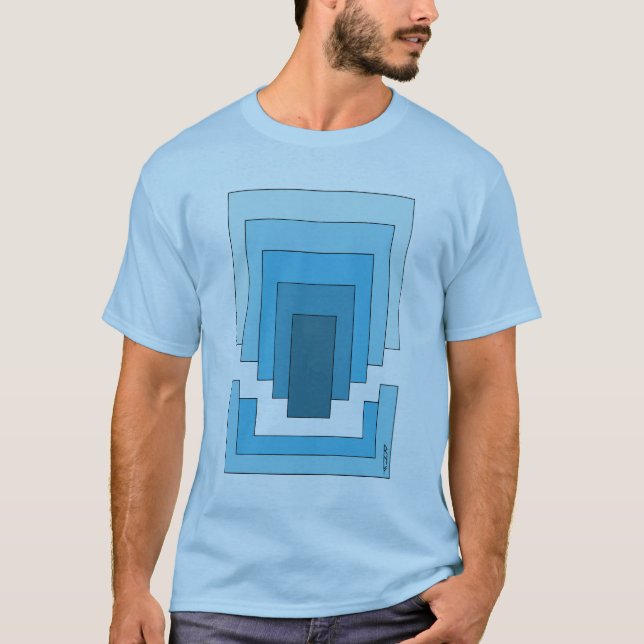 T-shirt Rectangle Abstrait en bleu (Devant)