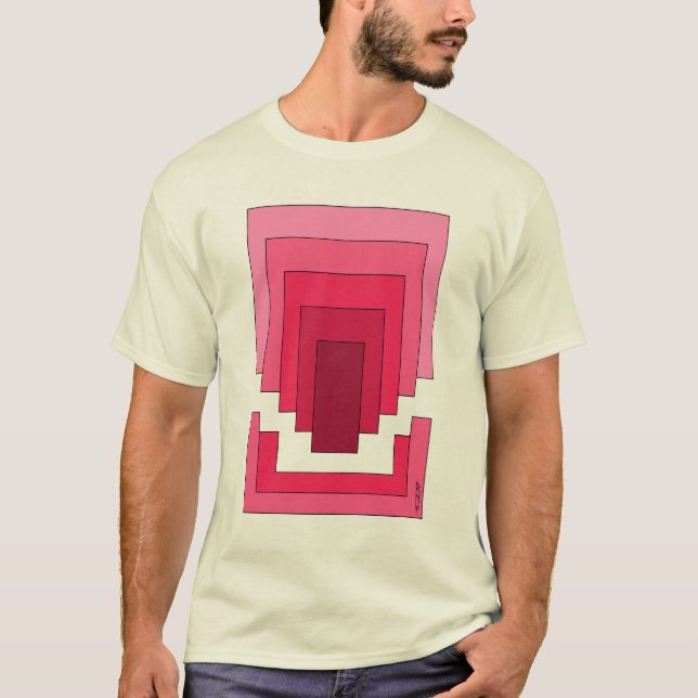 T-shirt Rectangle Abstrait en rouge (Devant)