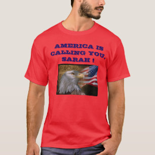 T-SHIRT RED-AMERICA VOUS APPELLE, SARAH
