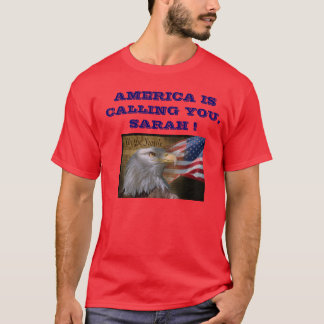 T-SHIRT RED-AMERICA VOUS APPELLE, SARAH