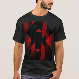 T-shirt Red and Black Geometric Design