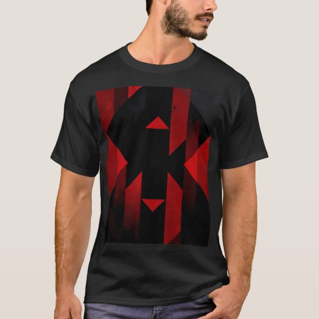 T-shirt Red and Black Geometric Design (Devant)