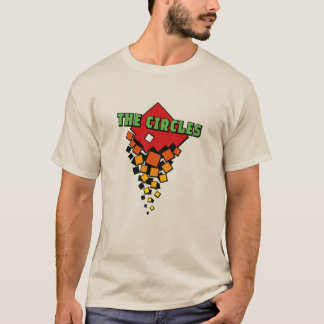 T-shirt Red and Yellow Squares with Green the Circles Text