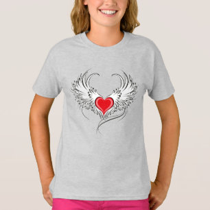 T-shirt Red Angel Coeur avec ailes
