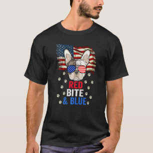 T-shirt Red Bite & Blue Dog 4 juillet French Bulldog Usa