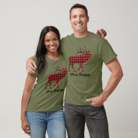 T-Shirt Red Buffalo Plaid Bull Elk