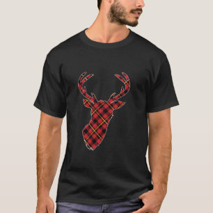 T-shirt Red Buffalo Plaid Deer Reinder Head Christmas Hun