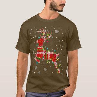 T-shirt Red Buffalo Plaid Pajama Reindeer Santa Hat Christ