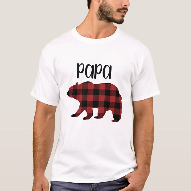 T-shirt Red Buffalo Plaid Papa Bear cadeau de vacances (Devant)