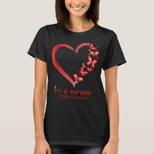 T-shirt Red Butterfly Heart I'm A Survivor Stroke Awards