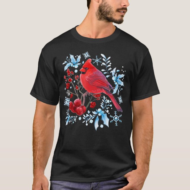 T-shirt Red Cardinal Oiseaux Amateurs d'Oiseaux Observatio (Devant)