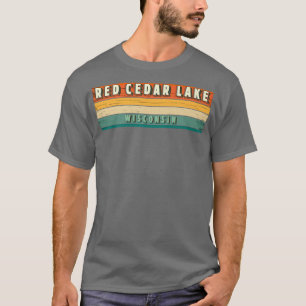 T-shirt Red Cedar Lake Bateau Pêche Vintage 