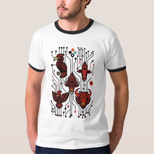 T-shirt Red Circuitry Wildlife (Devant)