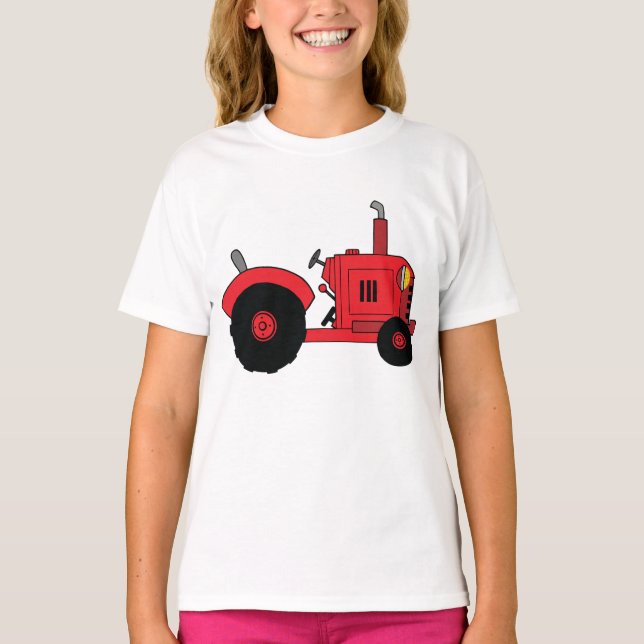T-shirt Red Farm Tractor Vehicle (Devant)