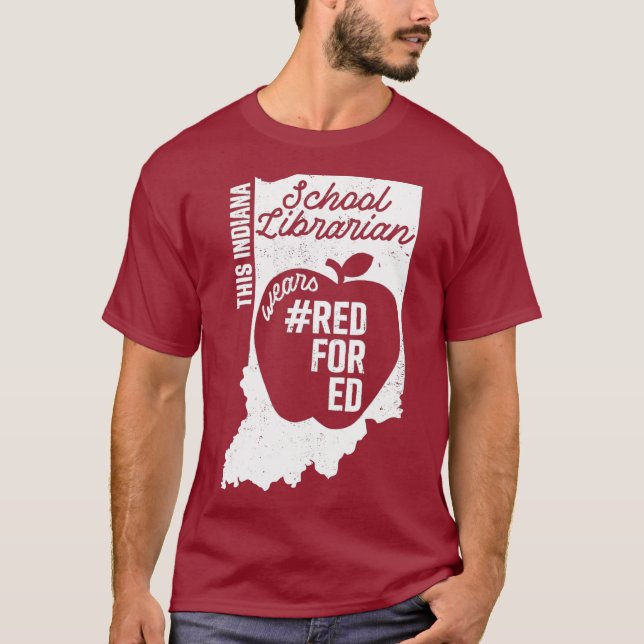 T-shirt Red For Ed Indiana Bibliothécaire de l'école dans  (Devant)