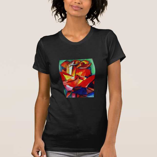 T-shirt Red France Libre rose aquarelle art (Devant)
