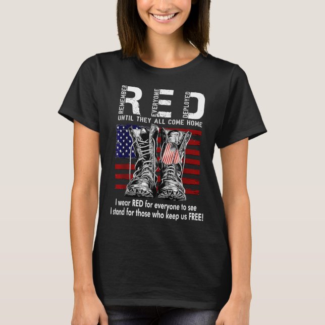 T-shirt Red Friday Suprt Our Troops Until They All Come Ho (Devant)