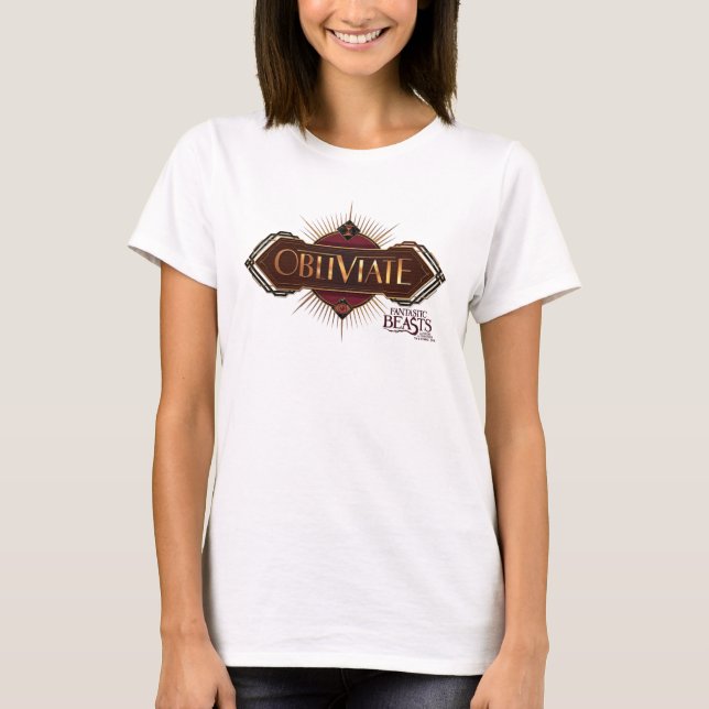 T-shirt Red & Gold Art Deco Obliviate Spell (Devant)