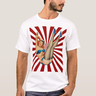 T-shirt Red Haired Pin-up Girl Retro Sunset