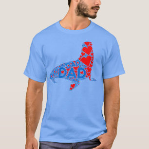 T-shirt Red Heart Love Bleu Papa mignon Phoque Papa Père 