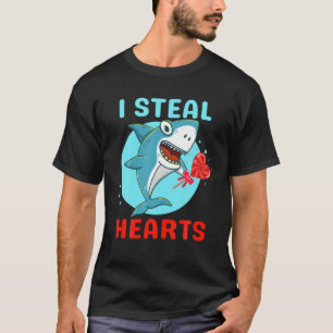 T-shirt Red Heart Valentine Shark I Steal Hearts Boys Girl