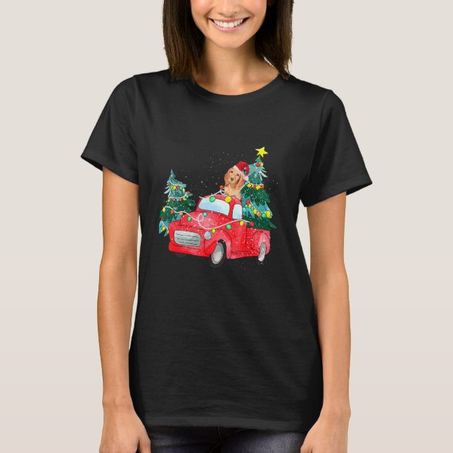 T-shirt Red Heeler Ride Red Truck Christmas Australian Cat (Devant)