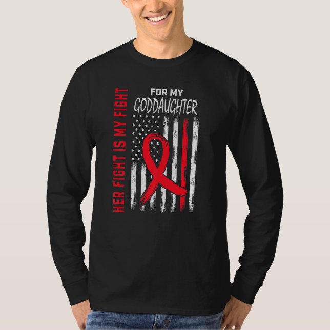 T-shirt Red Her Fight Goddaughter Heart Disease Awareness  (Devant)