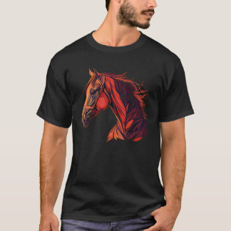 T-shirt Red Horse  Horseback Riding Equestrian Cowgirl Fun