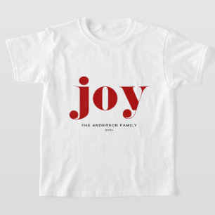 T-shirt Red JOY Bold Typographie moderne Noël