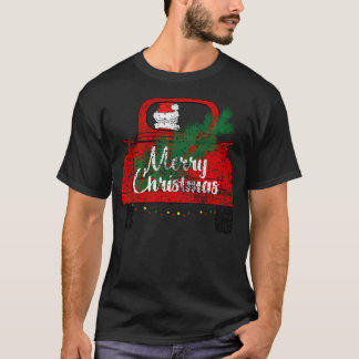 T-shirt Red Joyeux Noël Vintage Red Père Noël Truck Shir