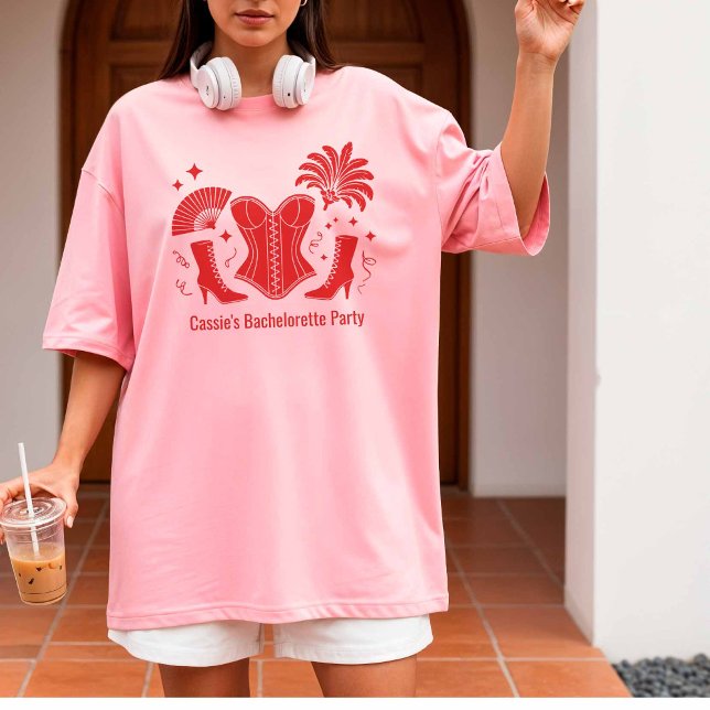 T-shirt Red Las Vegas Showgirl Bridesmaid Bach Party (Créateur téléchargé)
