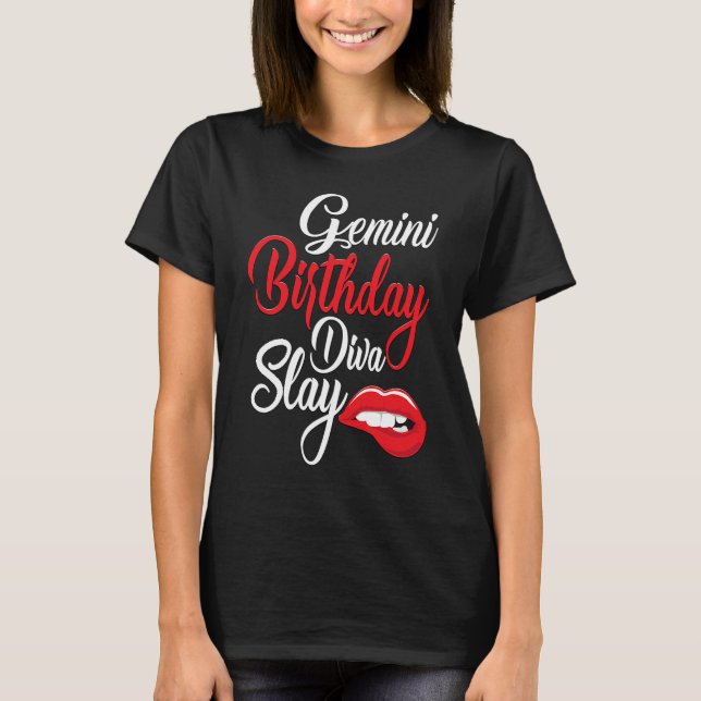 T-shirt Red Lip Print Gemini Queen May Girl Juin Jeudi (Devant)