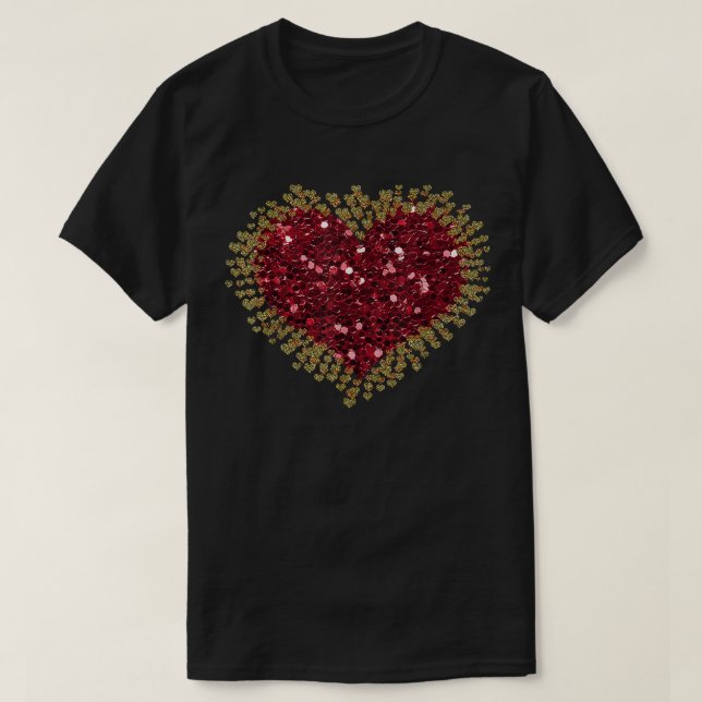 T-shirt Red Love Coeur Chemise Valentines Jour Top Femmes  (Design devant)