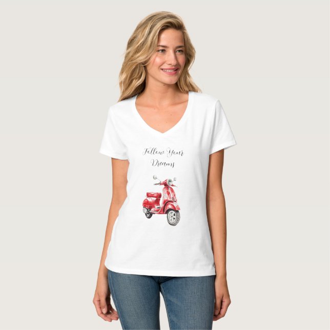 T-shirt Red Moped Follow Dreams (Devant entier)